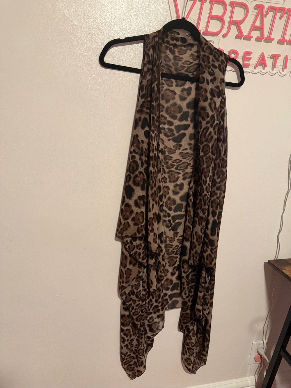 Leopard Print Drape Vest - Brown & Black